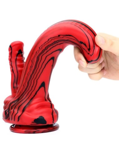 Double Gode Dobhorse 18 x 7cm Rouge et Noir