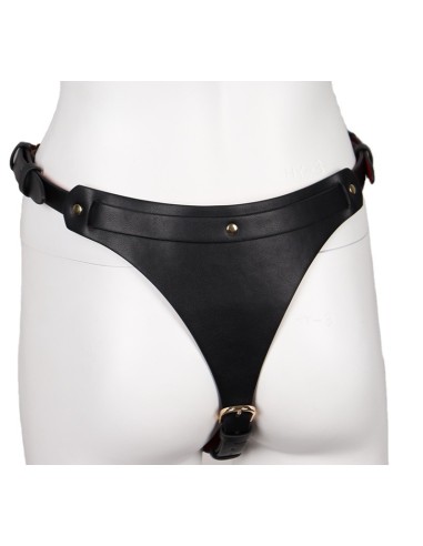 Ensemble Ouvert 2 Pièces Leathcrossed Noir et Rouge