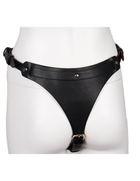 Ensemble Ouvert 2 Pièces Leathcrossed Noir et Rouge