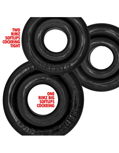 Lot de 3 Cockrings Rimringz Noirs