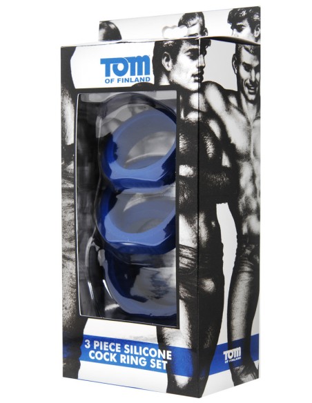 Lot de 3 Cockrings Tom of Finland Bleus