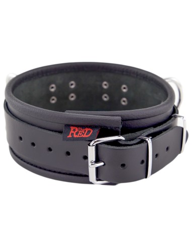 Collier en cuir 3 anneaux D Noir