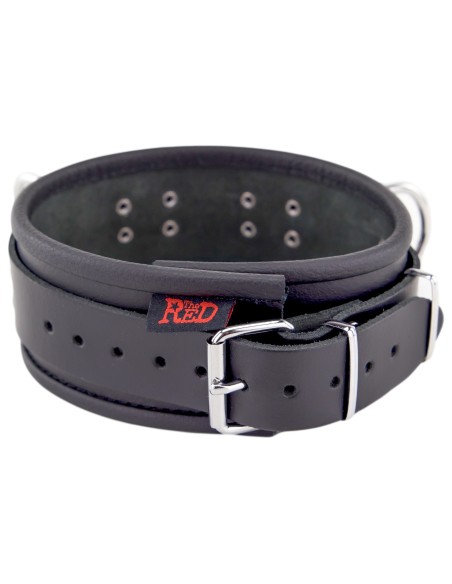 Collier en cuir 3 anneaux D Noir