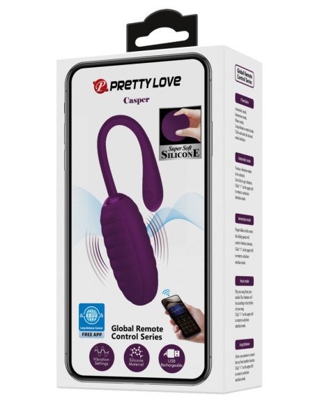 Oeuf Vibrant Sans Fil Connecté Casper 8 x 3.5cm Violet - Point G - 2