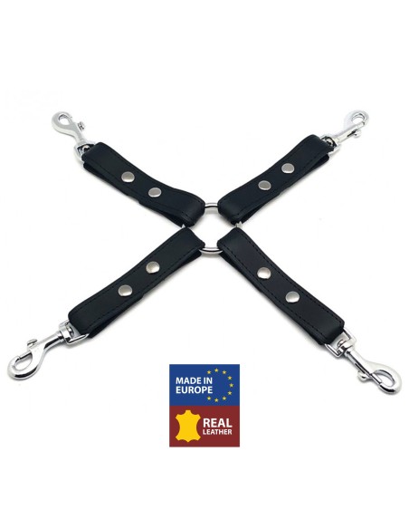 Noeud BDSM en cuir avec crochets