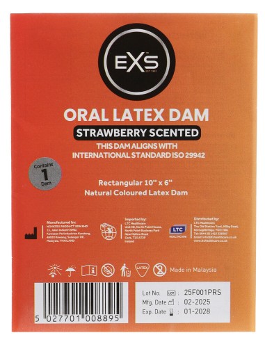 Digue orale en latex 10 x 6 cm Fraise