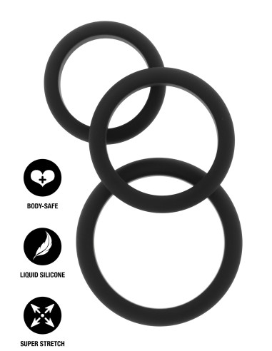 Lot de 3 Cockrings Stamcock Noirs