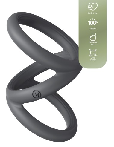 Cockring Triplicock Gris M 45mm