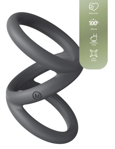 Cockring Triplicock Gris M 45mm