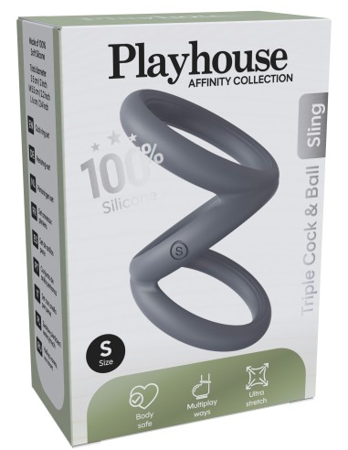 Cockring Triplicock Gris S 40mm