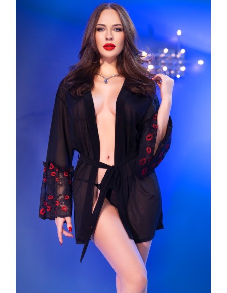 Peignoir Katrina Noir et rouge