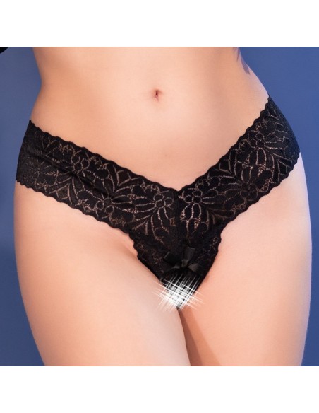 Tanga ouvert Aurelya Noir