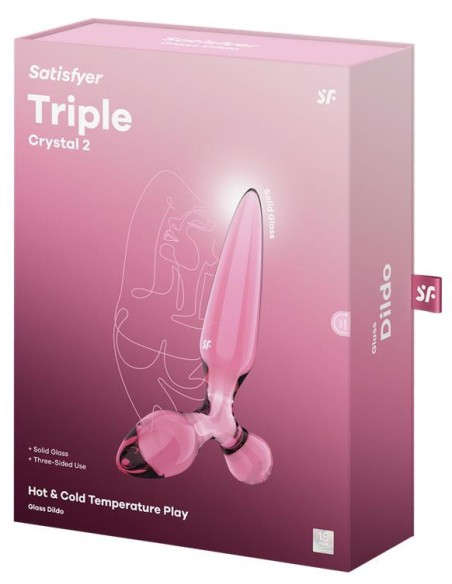 Plug en verre Triple crystal 2 Rose 14 x 3.2cm