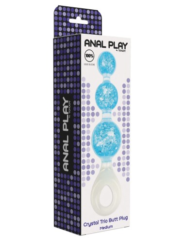Chapelet anal Crystaltrio Bleu 14 x 4.5cm