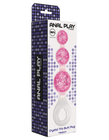 Chapelet anal Crystaltrio rose 14 x 4.5cm