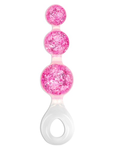 Chapelet anal Crystaltrio rose 14 x 4.5cm