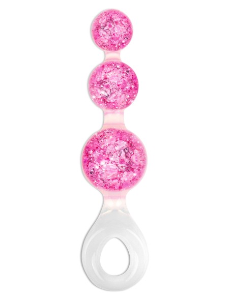 Chapelet anal Crystaltrio rose 14 x 4.5cm