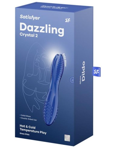 Gode en verre Dazzling crystal 2 Bleu 20 x 3.8cm