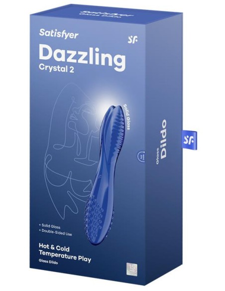 Gode en verre Dazzling crystal 2 Bleu 20 x 3.8cm