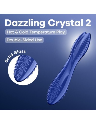 Gode en verre Dazzling crystal 2 Bleu 20 x 3.8cm