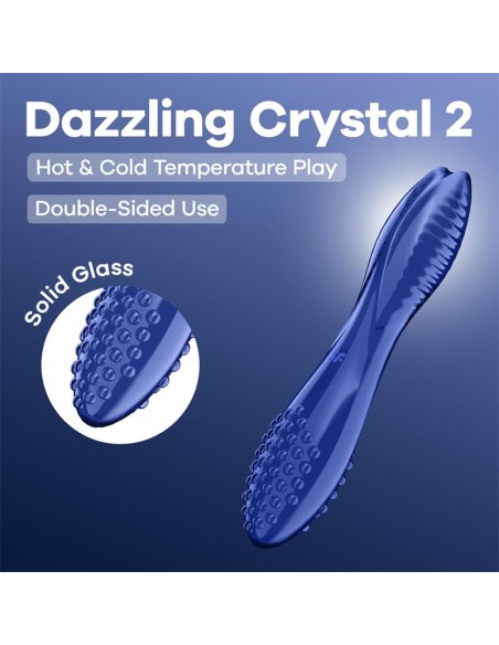 Gode en verre Dazzling crystal 2 Bleu 20 x 3.8cm