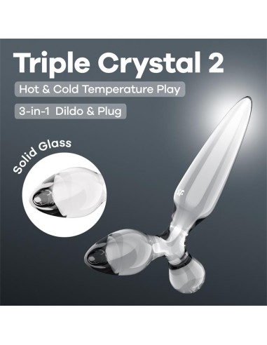 Plug en verre Triple crystal 2 Transparent 14 x 3.2cm