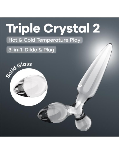 Plug en verre Triple crystal 2 Transparent 14 x 3.2cm