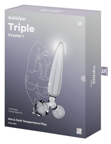 Plug en verre Triple crystal transparent 1 14 x 3cm