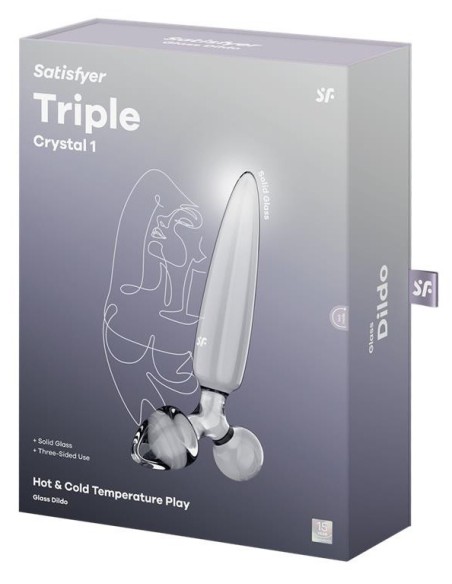 Plug en verre Triple crystal transparent 1 14 x 3cm