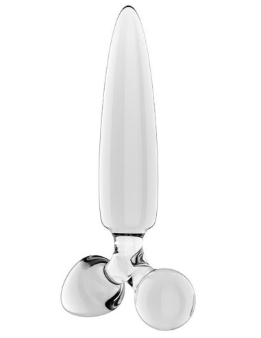 Plug en verre Triple crystal transparent 1 14 x 3cm