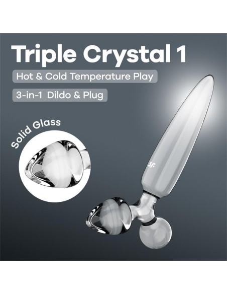 Plug en verre Triple crystal transparent 1 14 x 3cm