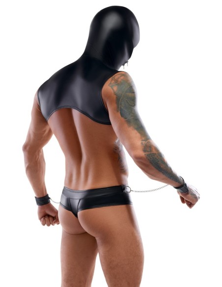 Cagoule String à menottes Teros Noir
