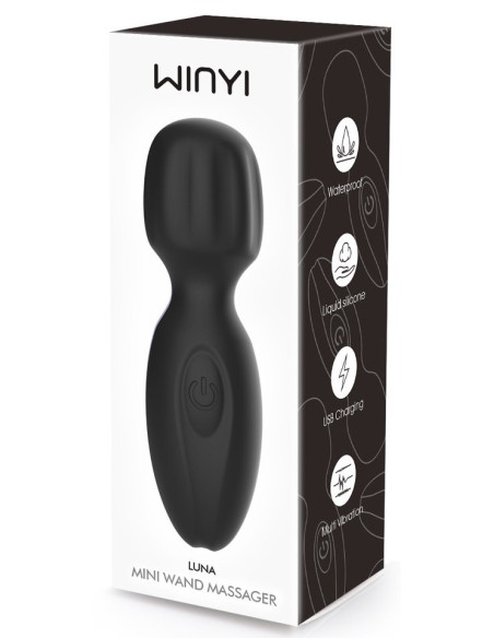 Mini Wand Lunius 11 cm Noir - 10 Vibrations