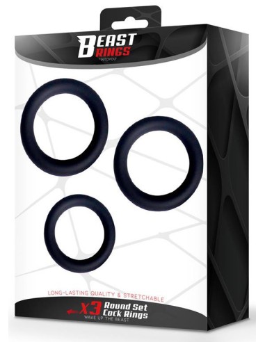 Lot de 3 Cockrings Perfoz 28-40 mm Noirs