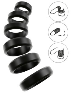 Lot de 6 Cockrings Cock & Ball 26 à 56 mm Noirs