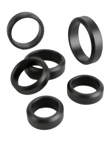 Lot de 6 Cockrings Cock & Ball 26 à 56 mm Noirs