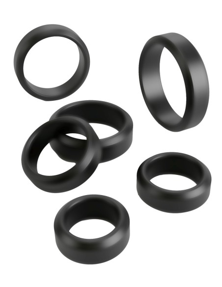 Lot de 6 Cockrings Cock & Ball 26 à 56 mm Noirs