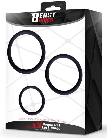 Lot de 3 Cockrings fins Thiniak 30-50 mm Noirs