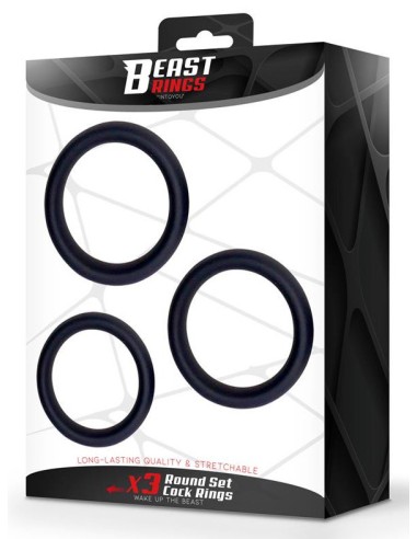 Lot de 3 Cockrings épais Forthoz 42-52 mm Noirs