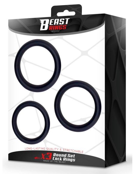 Lot de 3 Cockrings épais Forthoz 42-52 mm Noirs