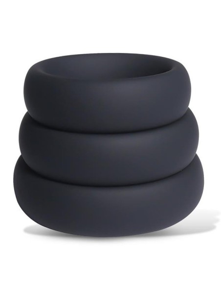Lot de 3 Cockrings épais Forthoz 42-52 mm Noirs