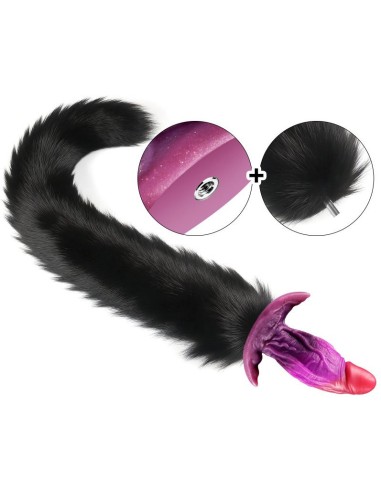 Plug queue de renard Purplelien queue 41 cm noir