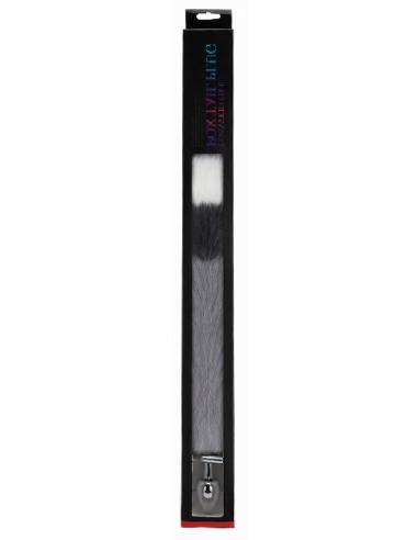 Plug queue de renard convertible bijou Foxy roxy 5.5 x 2.7cm queue 39cm gris blanc