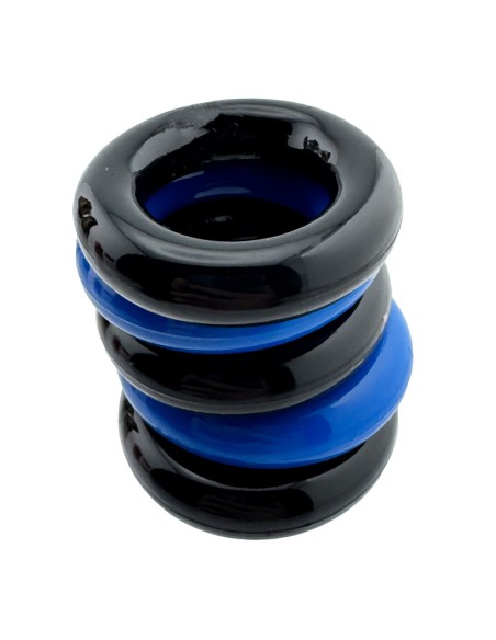 Lot de 5 Cockrings étirables Jacker 5-Stack 22mm Noir-Bleu