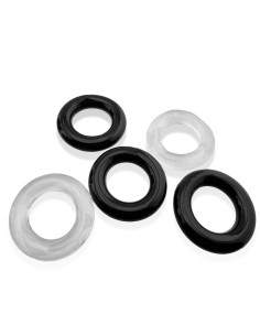 Lot de 5 Cockrings étirables Jacker 5-Stack 22mm Noir-Transparent