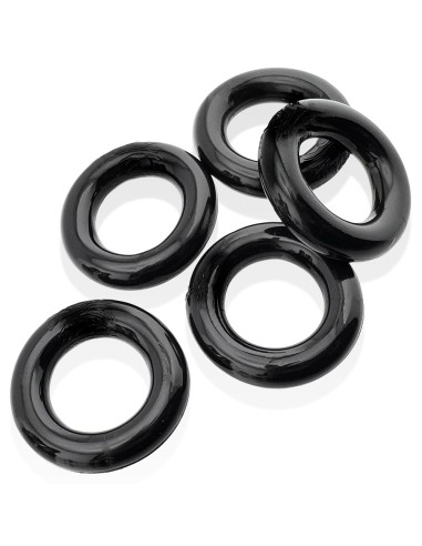 Lot de 5 Cockrings étirables Jacker 5-Stack 22mm Noirs