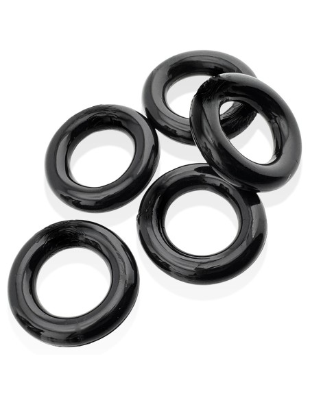 Lot de 5 Cockrings étirables Jacker 5-Stack 22mm Noirs