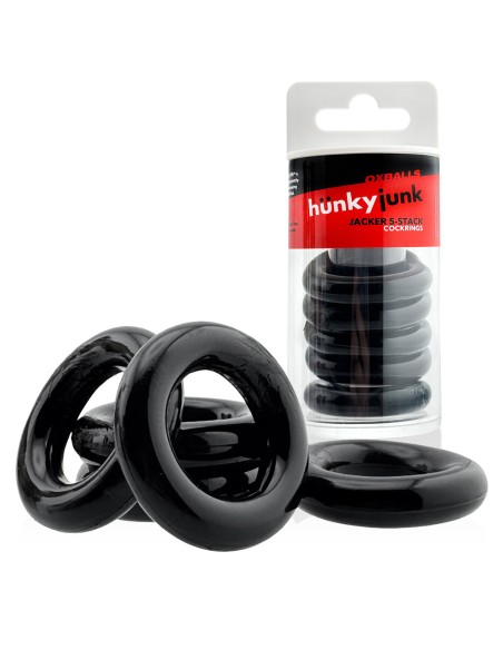 Lot de 5 Cockrings étirables Jacker 5-Stack 22mm Noirs