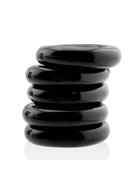 Lot de 5 Cockrings étirables Jacker 5-Stack 22mm Noirs