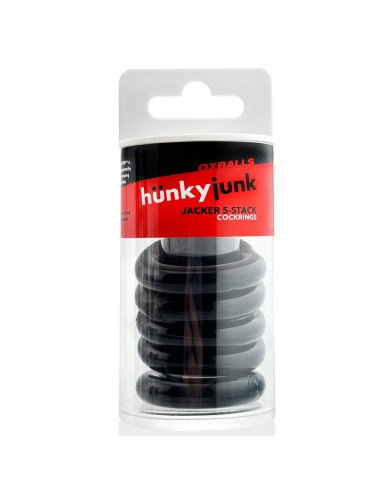 Lot de 5 Cockrings étirables Jacker 5-Stack 22mm Noirs